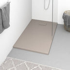 Plato de ducha de jardín WPC acero inoxidable gris 110x62 cm