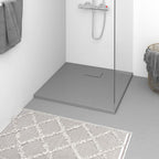 Plato de ducha de jardín WPC acero inoxidable gris 110x62 cm