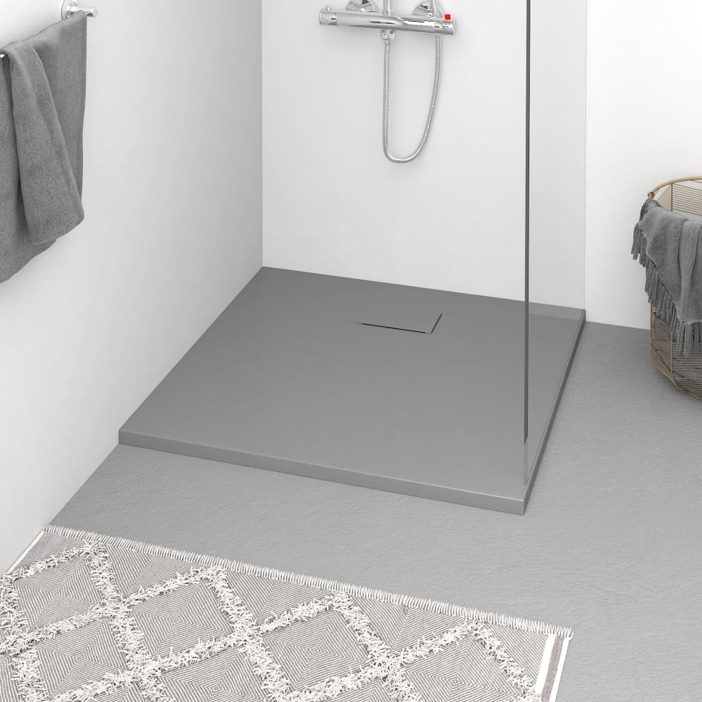 Plato de ducha de jardín WPC acero inoxidable gris 110x62 cm