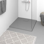 Plato de ducha de jardín WPC acero inoxidable gris 110x62 cm