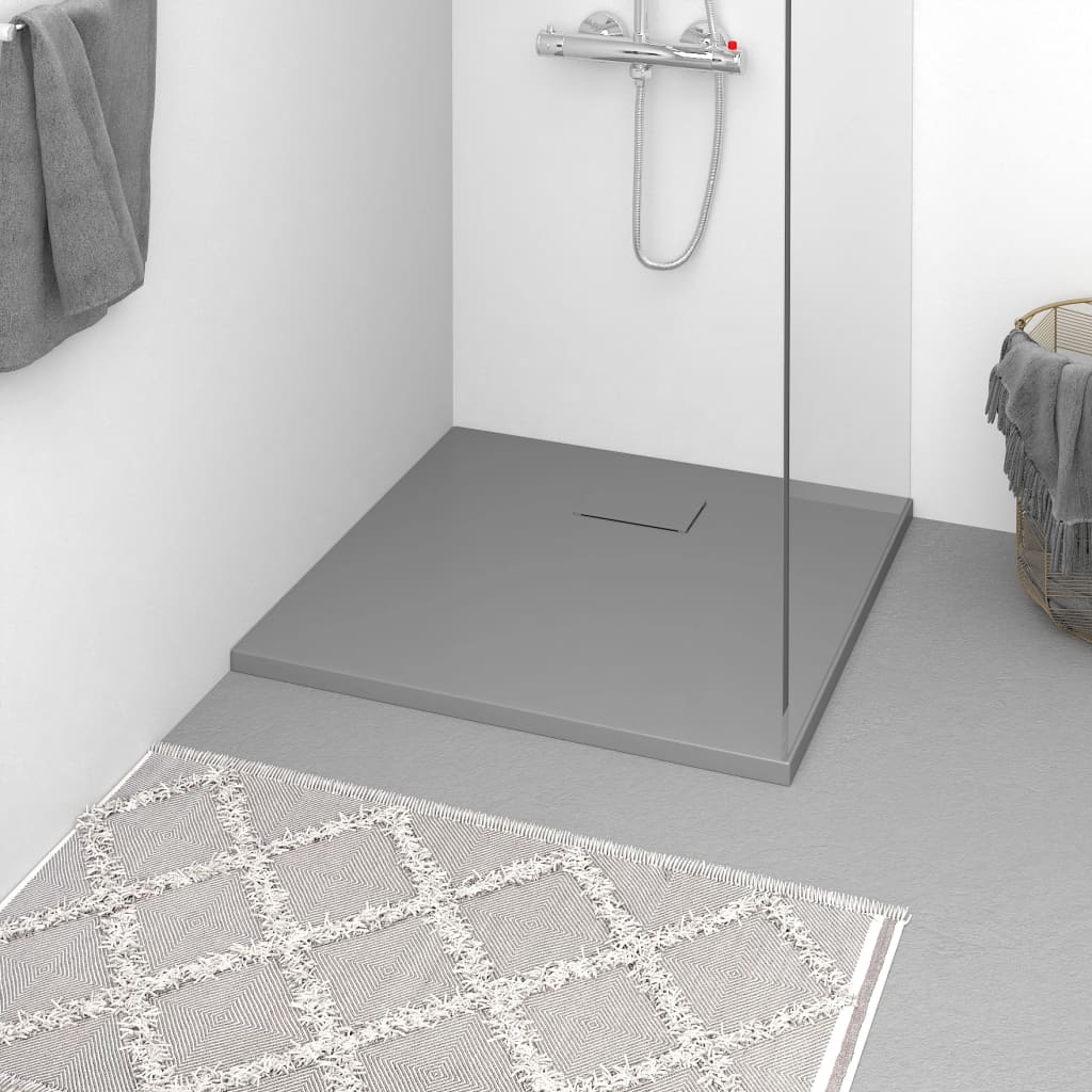Plato de ducha de jardín WPC acero inoxidable gris 110x62 cm
