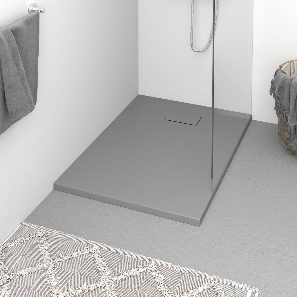 Plato de ducha de jardín WPC acero inoxidable gris 110x62 cm