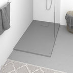 Plato de ducha de jardín WPC acero inoxidable gris 110x62 cm
