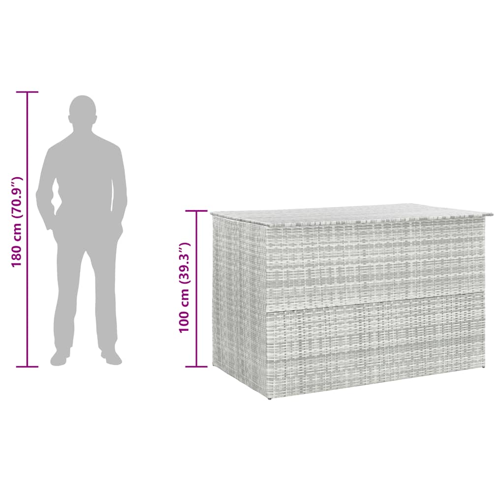 Light grey synthetic rattan garden storage box 150x100x100cm