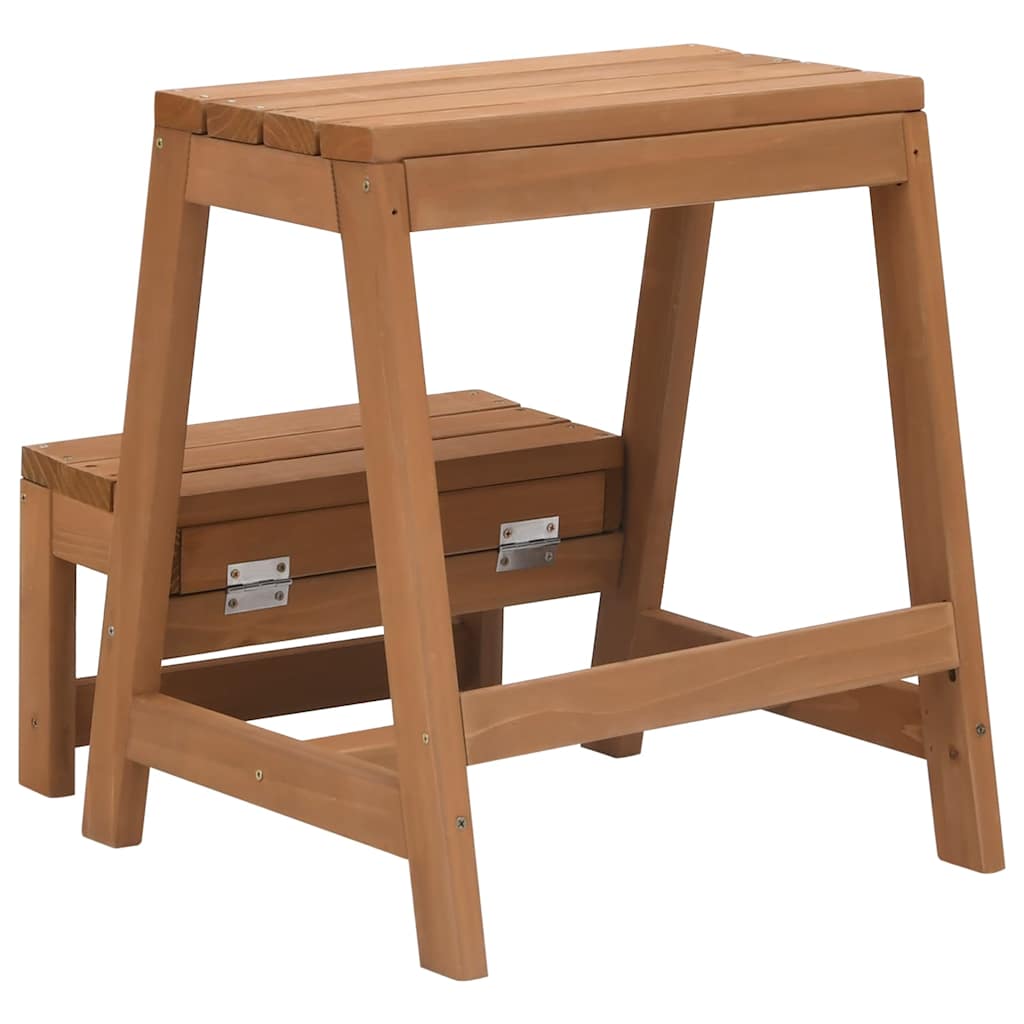 Taburete con peldaños plegable madera maciza de abeto