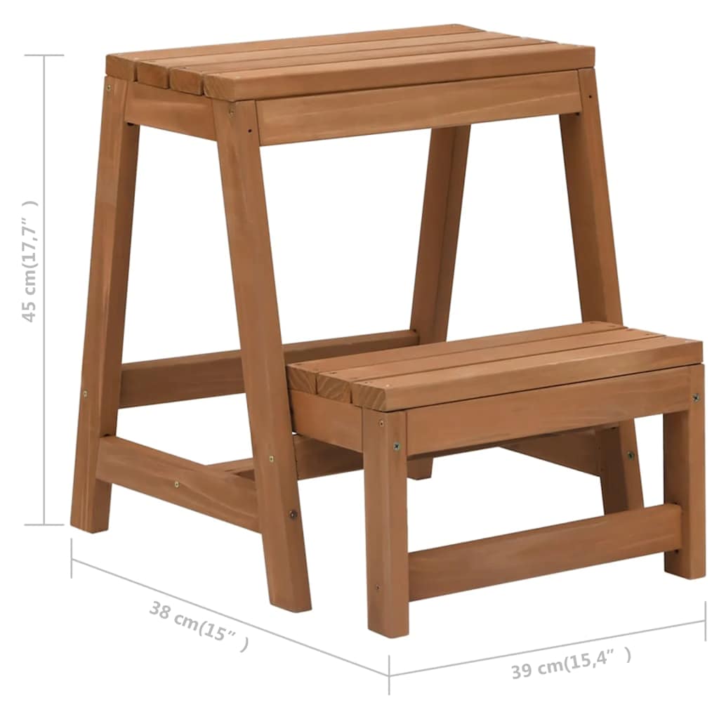 Taburete con peldaños plegable madera maciza de abeto