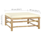 Set de muebles de jardín 10 piezas bambú y cojines blanco crema