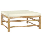 Set de muebles de jardín 10 piezas bambú y cojines blanco crema