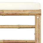 Set de muebles de jardín 10 piezas bambú y cojines blanco crema