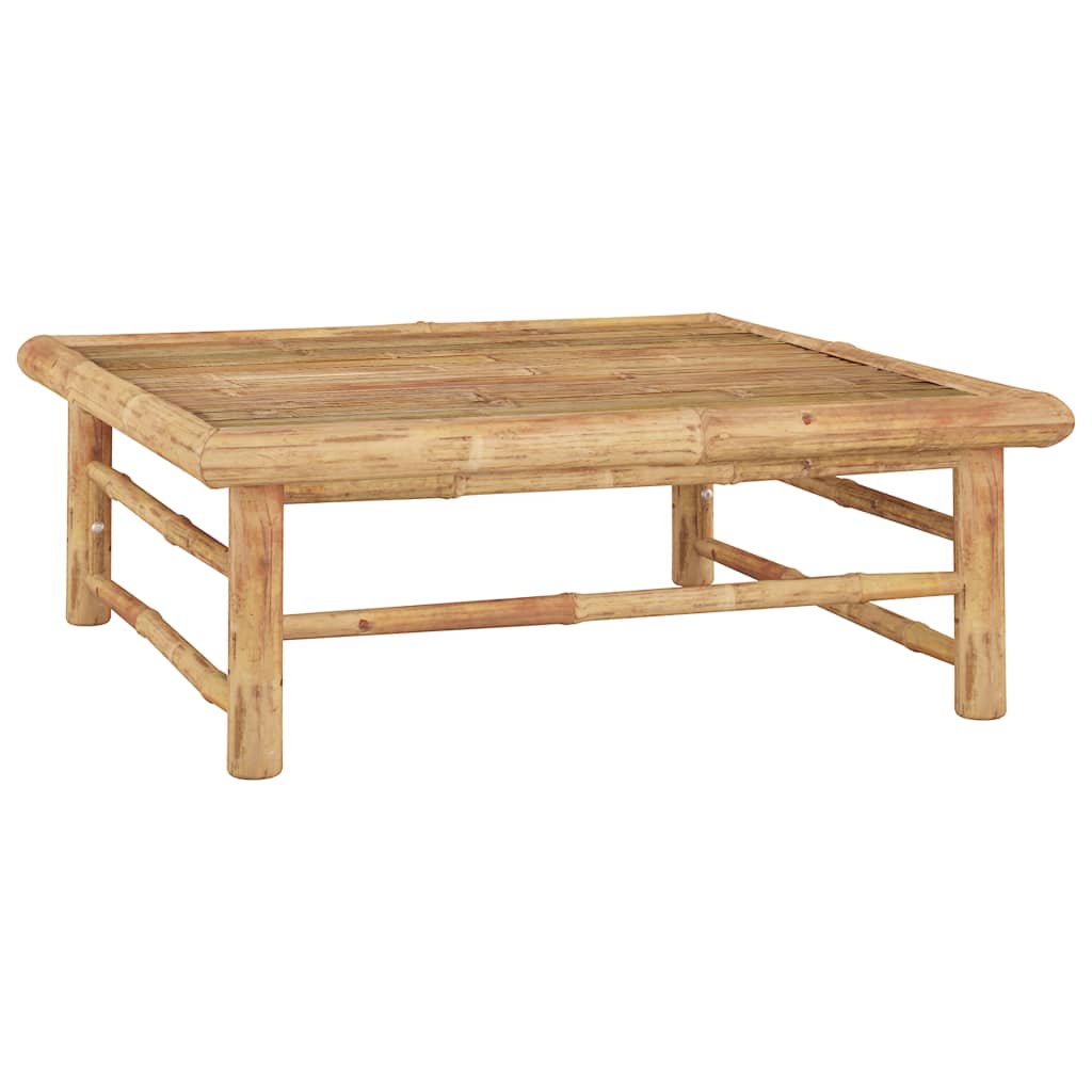Set de muebles de jardín 10 piezas bambú y cojines blanco crema