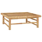 Set de muebles de jardín 10 piezas bambú y cojines blanco crema
