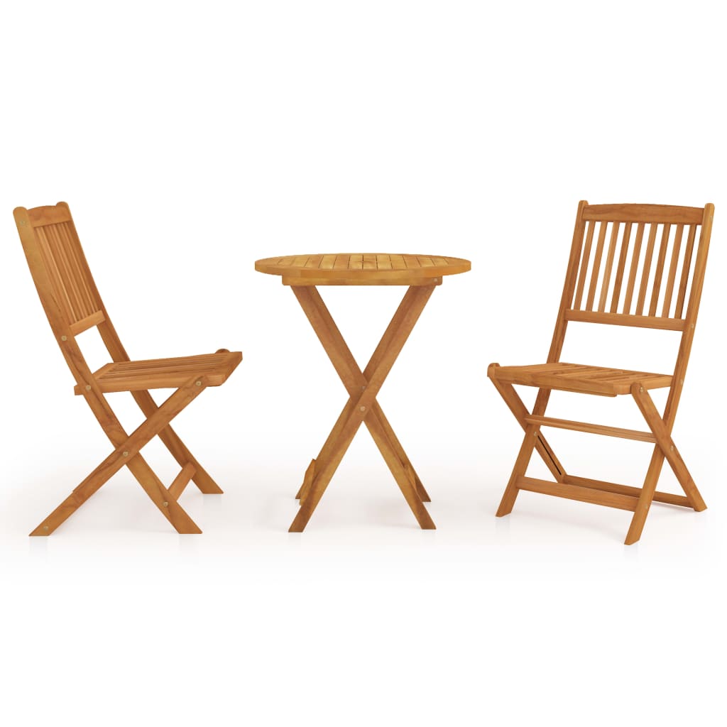 Comedor de jardín plegable 3 piezas madera maciza de acacia
