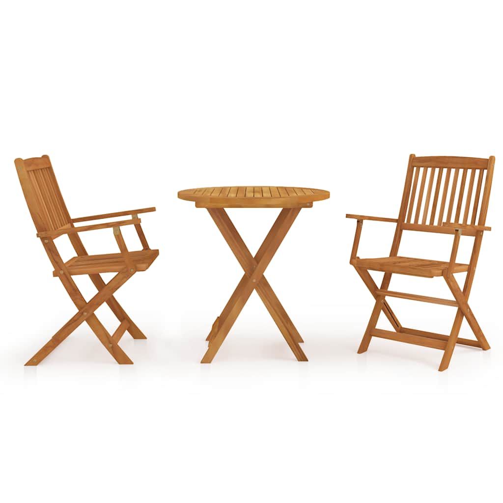Comedor de jardín plegable 3 piezas madera maciza de acacia