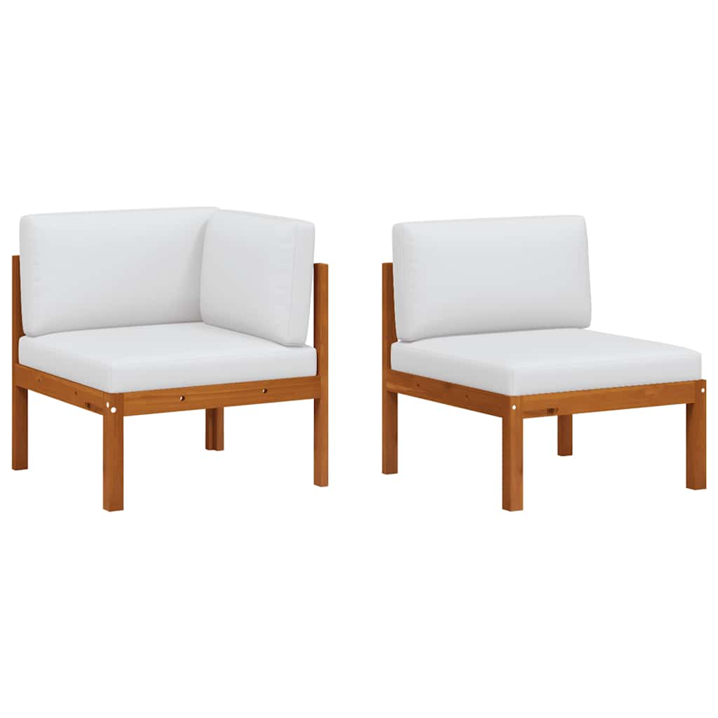Conjunto de jardín de 2 piezas con cojines de madera de acacia y cuerda