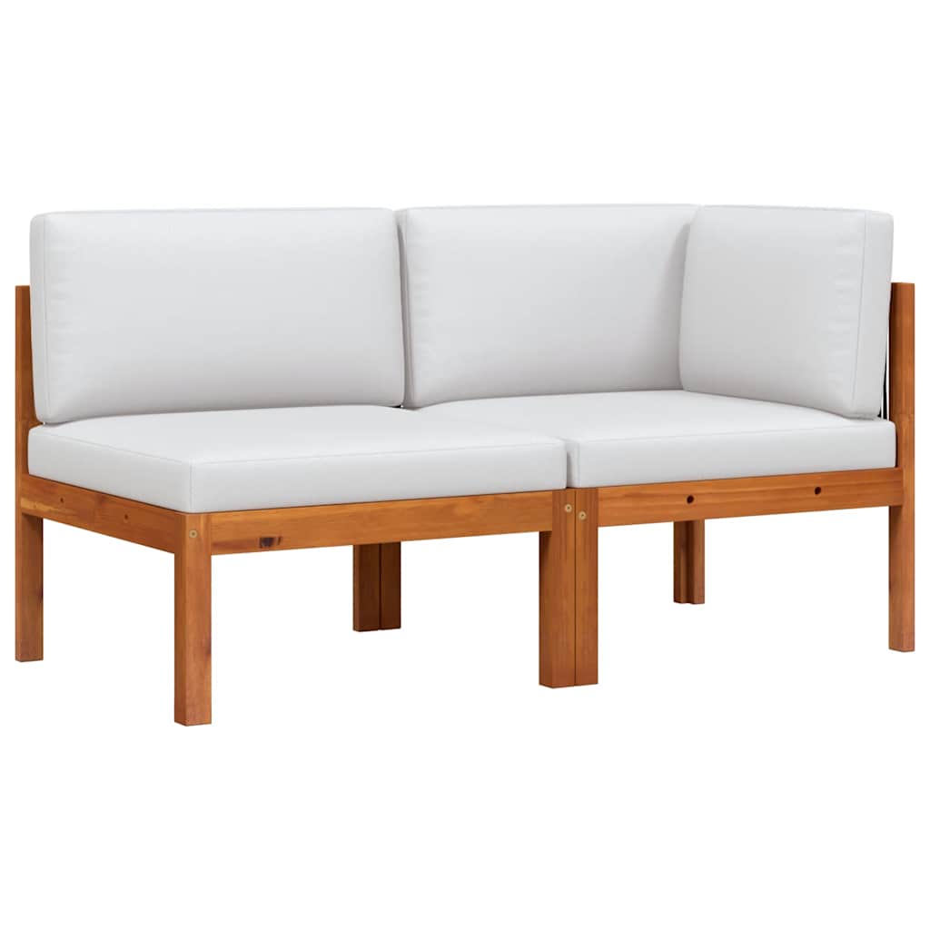 Conjunto de jardín de 2 piezas con cojines de madera de acacia y cuerda