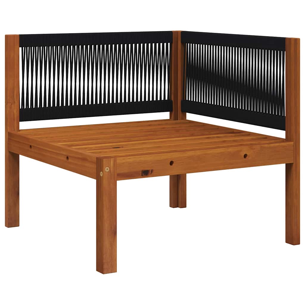 Conjunto de jardín de 2 piezas con cojines de madera de acacia y cuerda