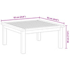 Mesita de jardín de madera maciza de acacia 63x63x30 cm