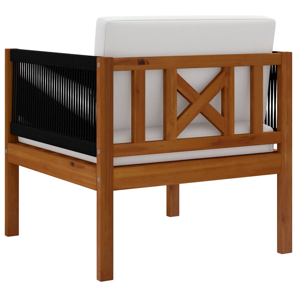 Silla de jardín con cojín madera maciza de acacia