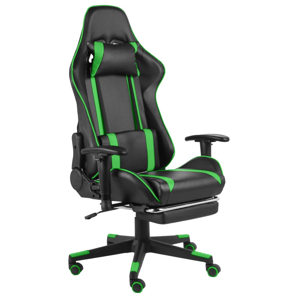 Cadeira de gaming giratória com apoio para os pés PVC azul