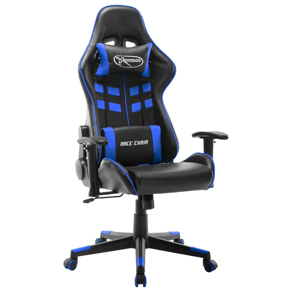 Gaming chair with footrest, black and gold synthetic leather