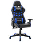 Cadeira de gaming com apoio de pés pele sintética preta e dourada