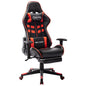 Cadeira de gaming com apoio de pés pele sintética preta e dourada