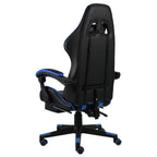 Silla gaming con reposapiés cuero sintético negro y azul