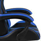 Silla gaming con reposapiés cuero sintético negro y azul