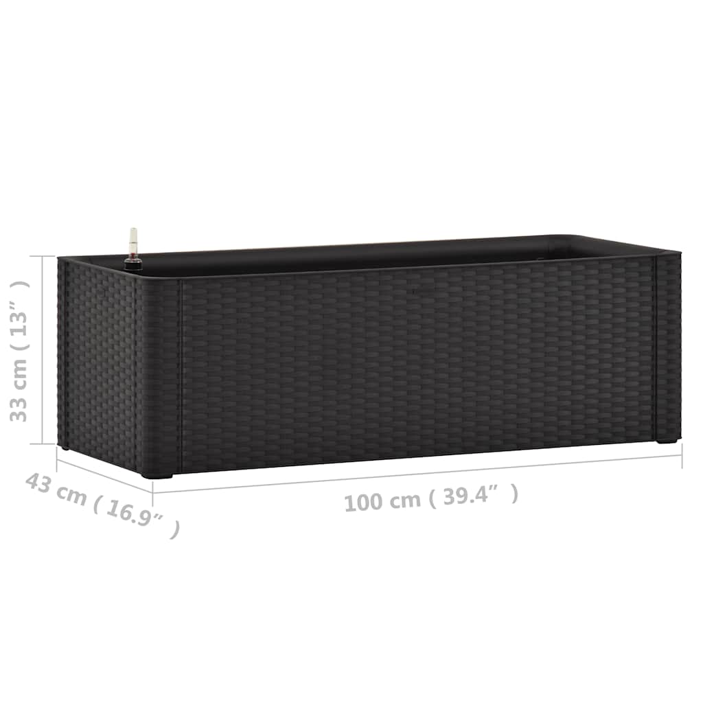 Arriate con sistema de riego automático antracita 100x43x33 cm