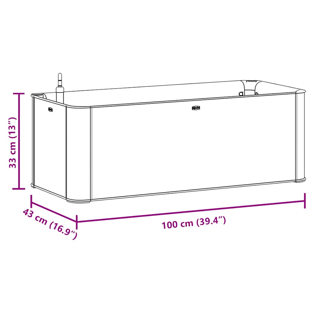 Arriate con sistema de riego automático antracita 100x43x33 cm