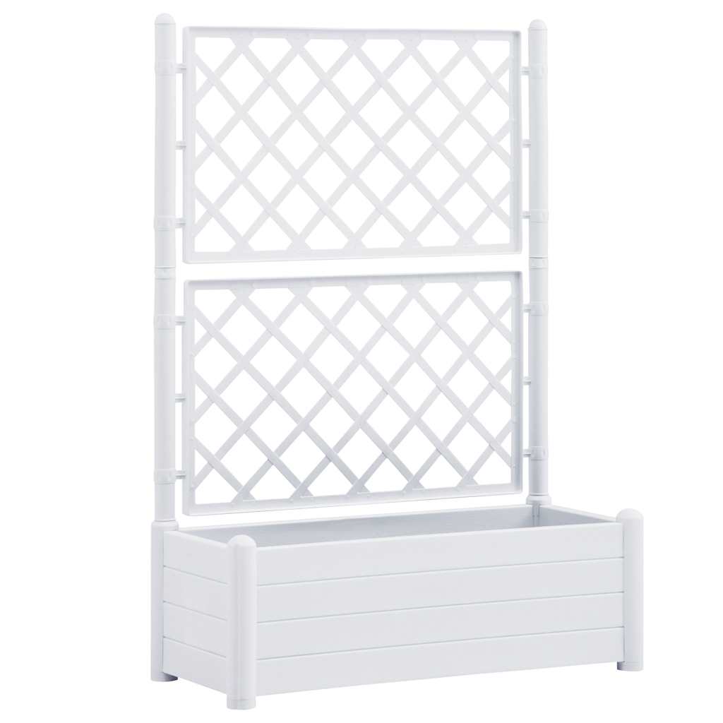 Jardinera con enrejado PP blanca 100x43x142 cm