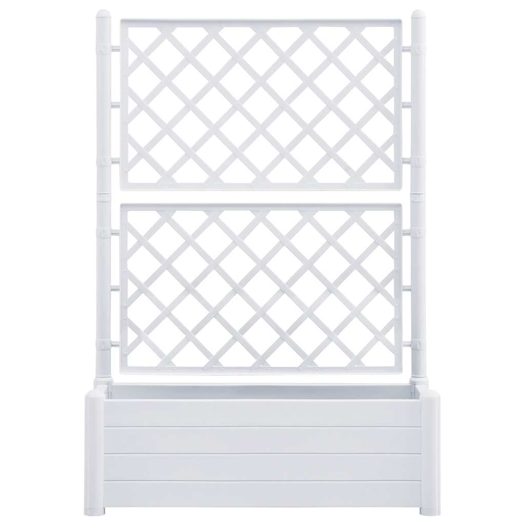 Jardinera con enrejado PP blanca 100x43x142 cm