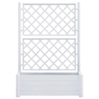 Jardinera con enrejado PP blanca 100x43x142 cm