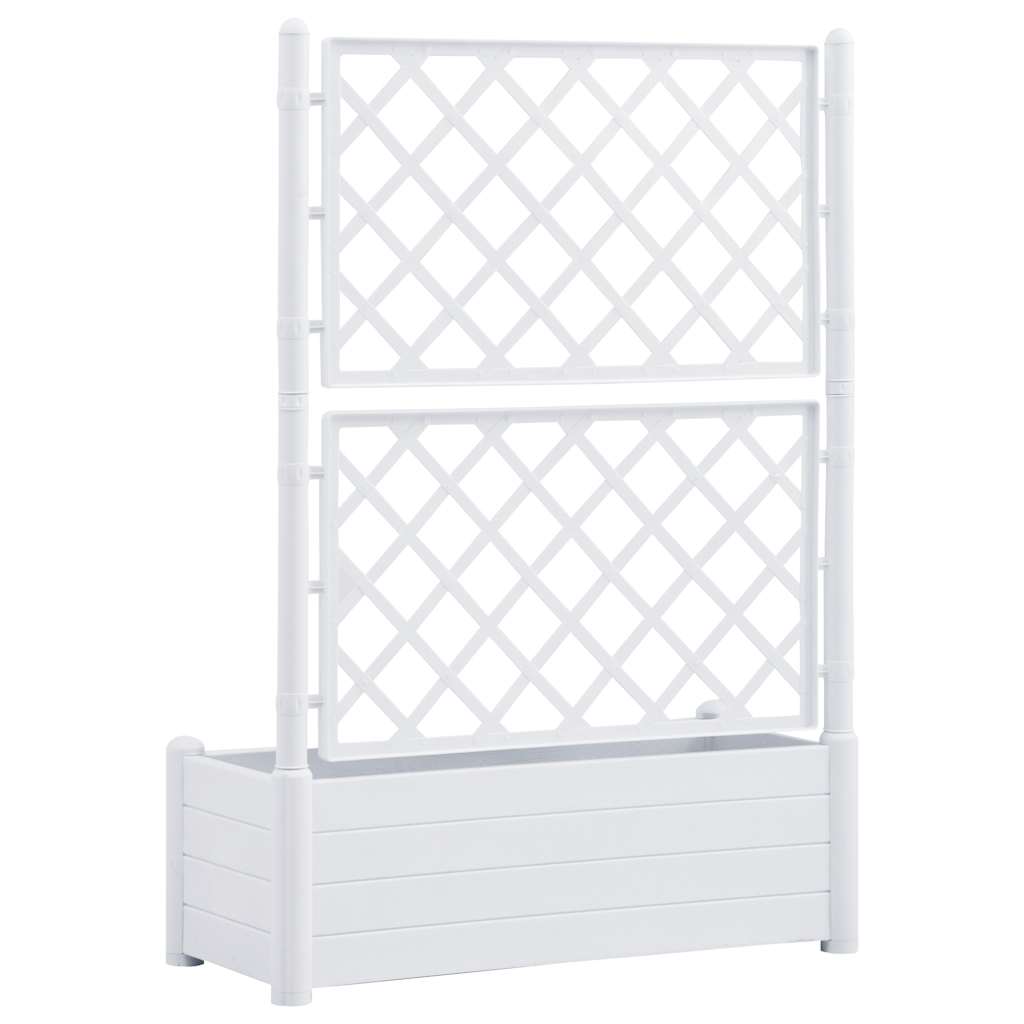 Jardinera con enrejado PP blanca 100x43x142 cm