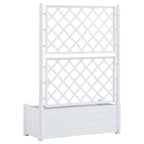 Jardinera con enrejado PP blanca 100x43x142 cm
