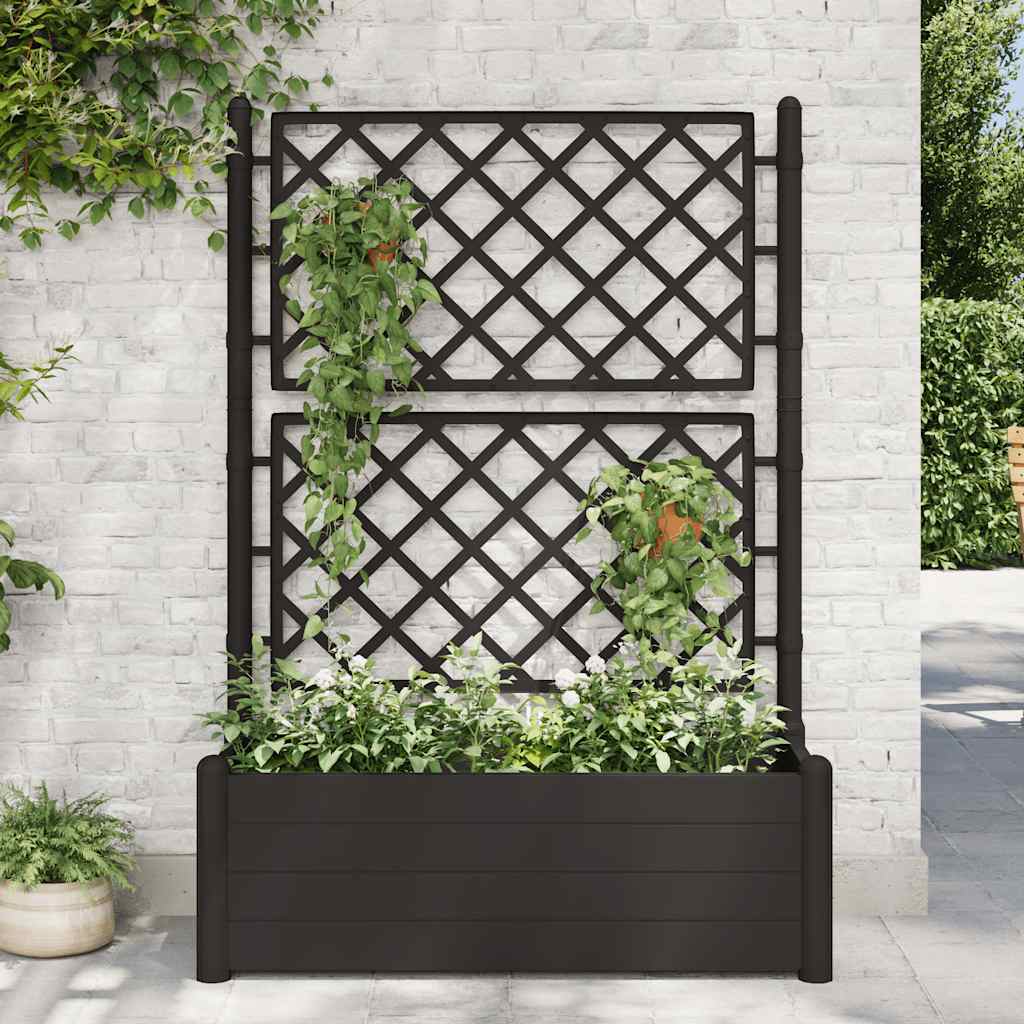 Floreira com treliça PP branca 100x43x142 cm