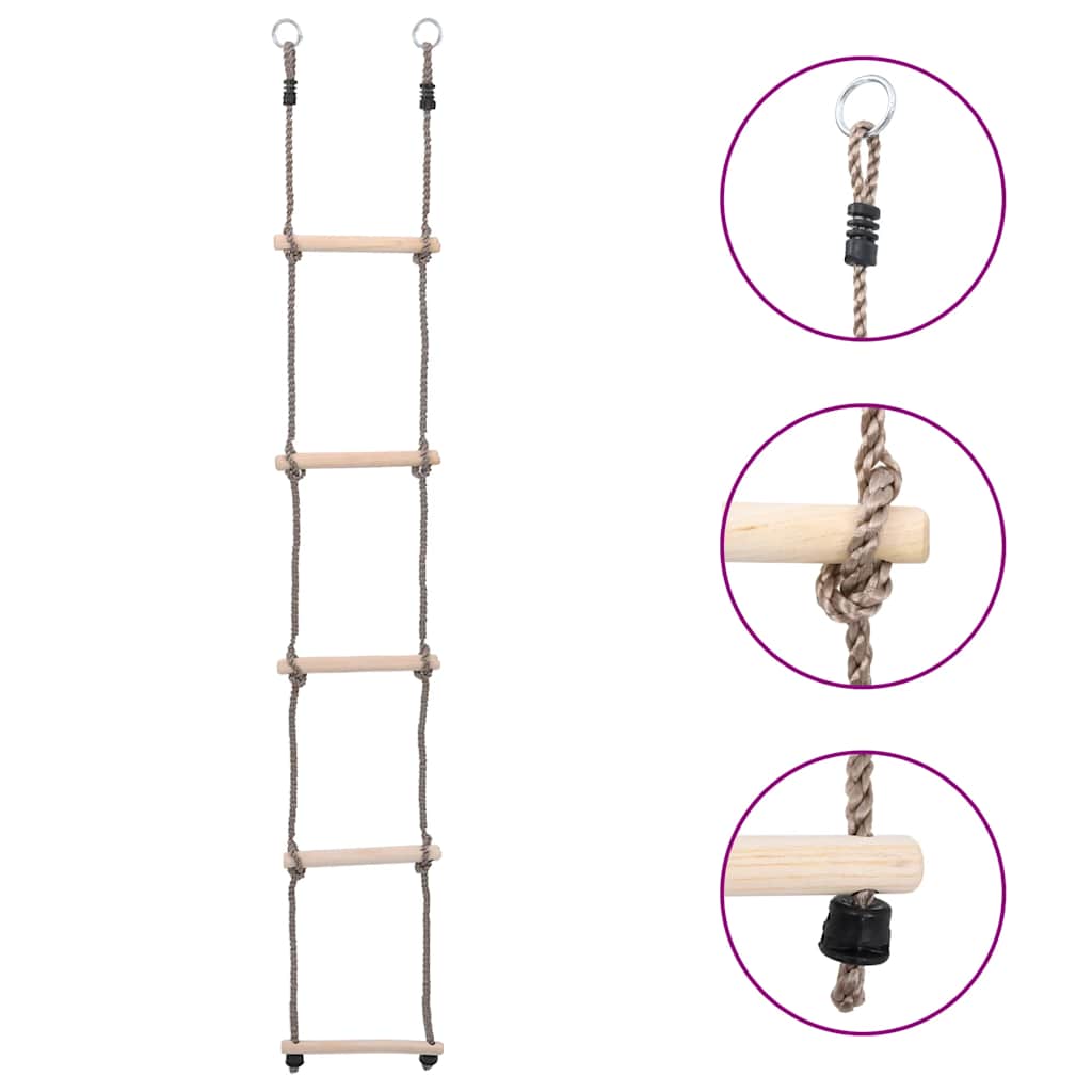 Escalera de 5 peldaños madera maciza de pino 210 cm