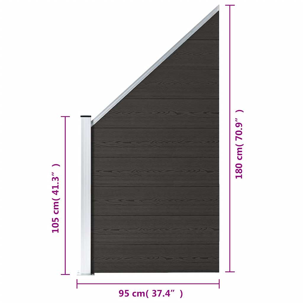 Panel de valla WPC negro 95x(105-180) cm