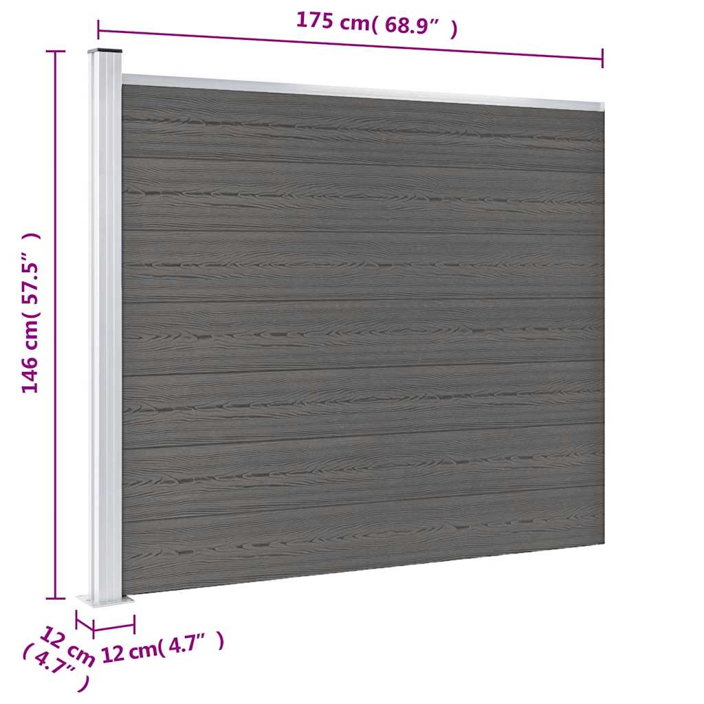 Panel de valla WPC gris 175x146 cm