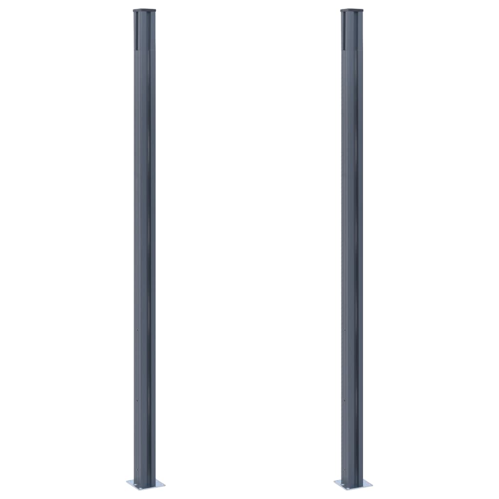 Postes de valla 2 unidades aluminio gris oscuro 185 cm