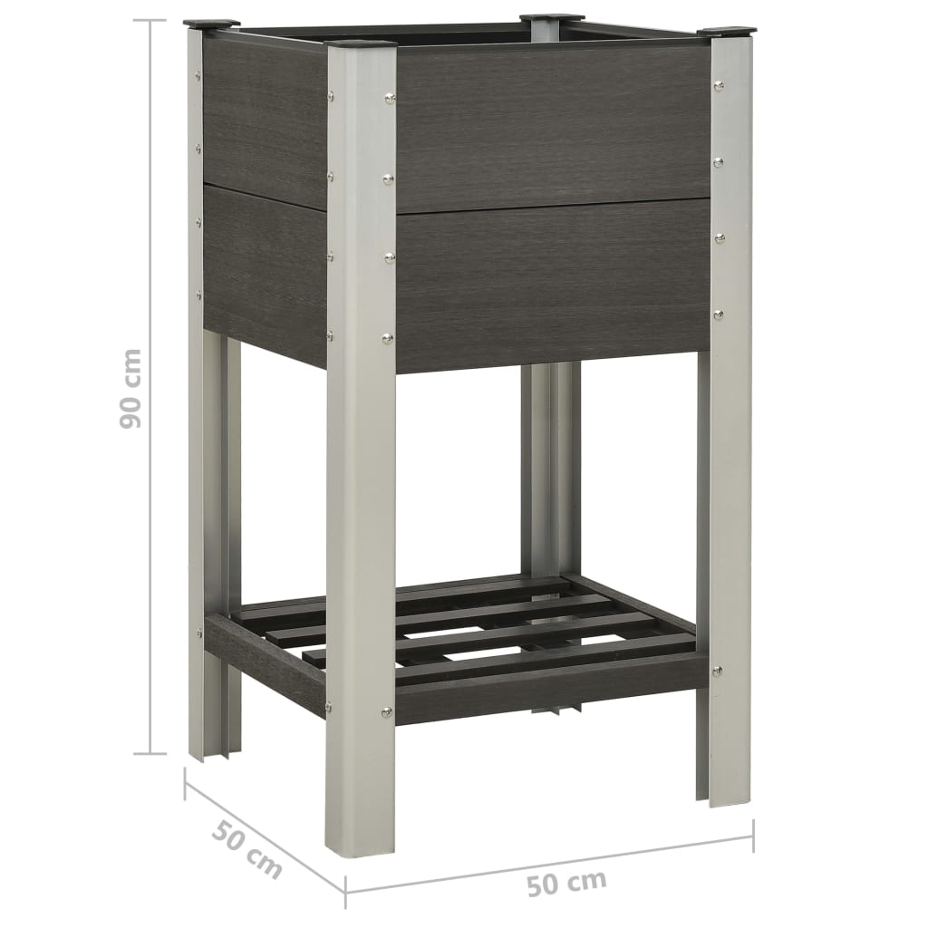 Mesa de cultivo para jardín con estante WPC gris 50x50x90 cm