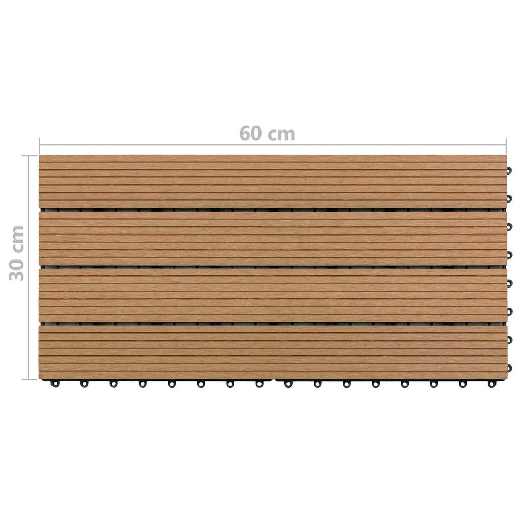 Tile de Decking 6 pcs Marrón 60 x 30 cm WPC