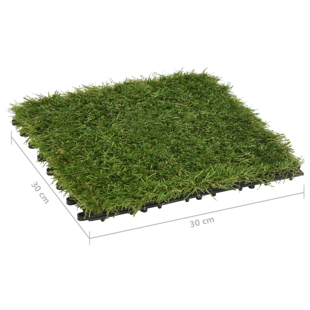 Artificial grass tiles 11 pcs green 30x30 cm
