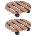 Soporte con ruedas para plantas 2 uds WPC marrón 30x30x7,5 cm