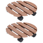 Soporte con ruedas para plantas 2 uds WPC marrón 30x30x7,5 cm