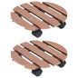 2 Pcs WPC Brown Plant Caddies 30x30x7.5 cm