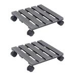 Soporte con ruedas para plantas 2 uds WPC marrón 30x30x7,5 cm