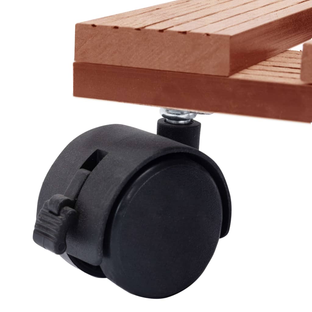 Soporte con ruedas para plantas 2 uds WPC marrón 30x30x7,5 cm
