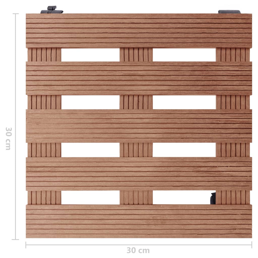 Soporte con ruedas para plantas 2 uds WPC marrón 30x30x7,5 cm