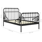 Estructura cama extensible sin colchón metal negro 80x130/200cm